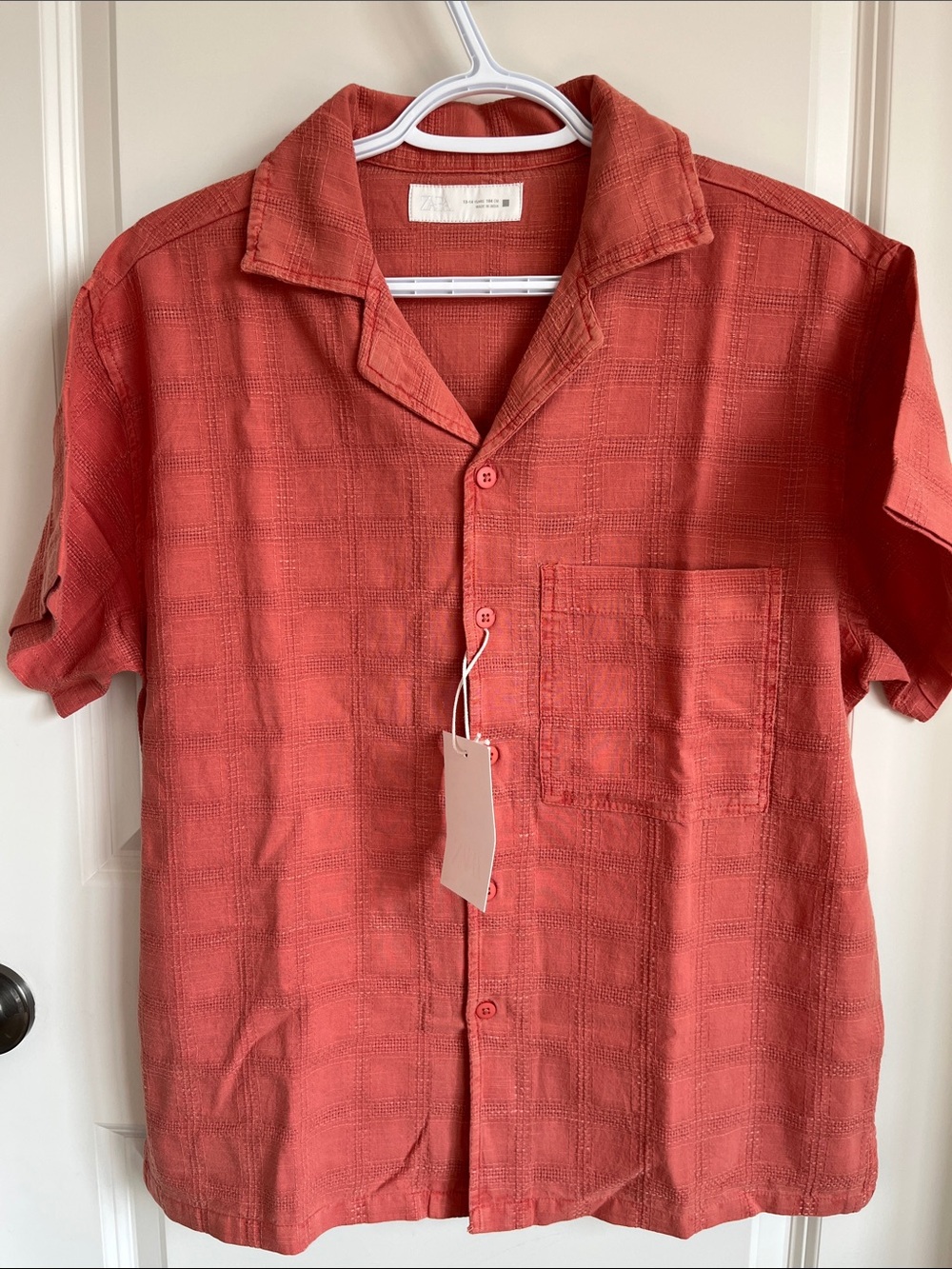 Zara Boy’s Coral Short-Sleeve Casual Button-Down Shirt
